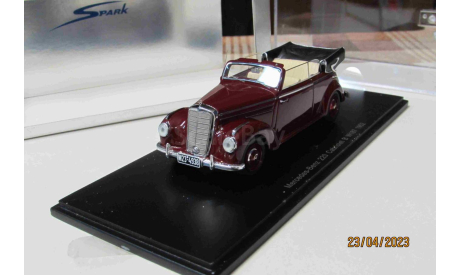 S1002 Spark 1/43 Mercedes Benz 220 Cabriolet B W187 1952 bordouex, масштабная модель, scale43, Mercedes-Benz