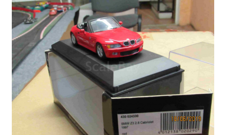 430 024330 Minichamps 1/43 BMW Z3 2,8 Cabriolet 1997 red, масштабная модель, scale43