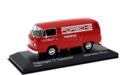 ⬊SALE! ⬊ СКИДКА! ⬊ Акция! ⤵ Под ЗАКАЗ! ↪ Volkswagen Transporter T2 Van ’’Porsche Renndienst’’ 1/43 Фольксваген Транспортер Mk2 - 1972 RED+silver  1:43