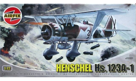 Модель самолета Henschel Hs-123, сборные модели авиации, scale72, Airfix
