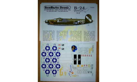 Декаль для модели самолета B-24 Liberator, фототравление, декали, краски, материалы, Aeromaster, scale72