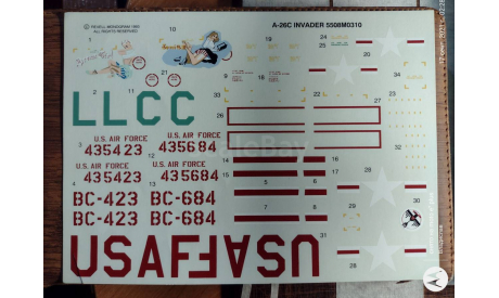 Декаль для модели самолёта B-26C Invader, фототравление, декали, краски, материалы, Revell, 1:48, 1/48