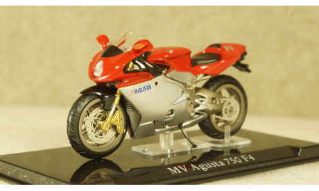 MV Agusta 750 F4, Silver/Red, Atlas 1:24, масштабная модель мотоцикла, scale24