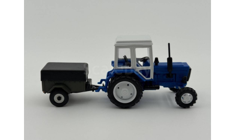 0243)Трактор МТЗ-82 Belarus с прицепом синий белый, масштабная модель, scale43