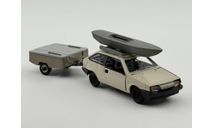 0198) Волжский 2108 с лодкой и прицепом Скиф, масштабная модель, scale43