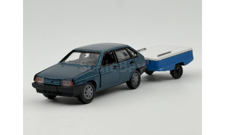 0207) Волжский 2109 с прицепом скиф, масштабная модель, scale43