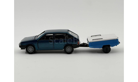 0207) Волжский 2109 с прицепом скиф, масштабная модель, scale43