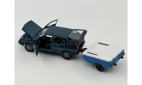 0207) Волжский 2109 с прицепом скиф, масштабная модель, scale43