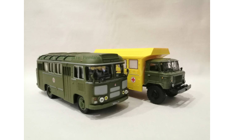 ПАЗ-672М и ГАЗ-66 «Военные Санитарные», масштабная модель, Советский Автобус, scale43