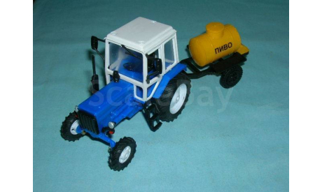 Трактор МТЗ-82 с прицепом ’Пиво’ (Тантал+Компаньон) син., масштабная модель, scale43