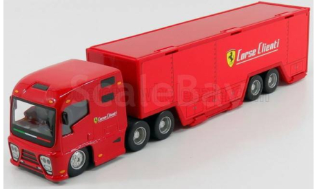 FERRARI Truck F1 Car Transporter Team Ferrari Corse Clienti With Set Fxx-k N10 (2015) + Figure Service Mobile Mechanic, Red, масштабная модель, BBurago, scale43