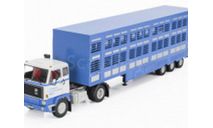 VOLVO F89 Truck Commerce D’ovins Du Larzac Millau - Livestock Transporter - Trasporto Animali (1978), light blue / white, масштабная модель, Altaya, scale43