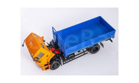 Камаз -43253 бортовой, оранжевый / синий, масштабная модель, scale43