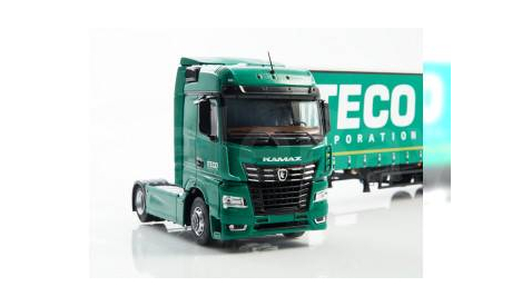 Камаз- 54901 с полуприцепом НЕФАЗ-93341 Iteco, зеленый, масштабная модель, ПАО КАМАЗ, scale43