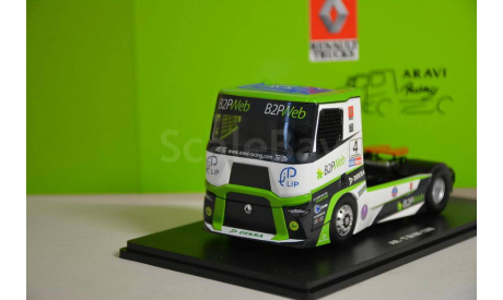 RENAULT T-LINE HIGH TRACTOR TRUCK TEAM ARAVI RACING N 4 RACING (2023) LIONEL MONTAGNE, GREEN WHITE BLACK, масштабная модель, Eligor, scale43