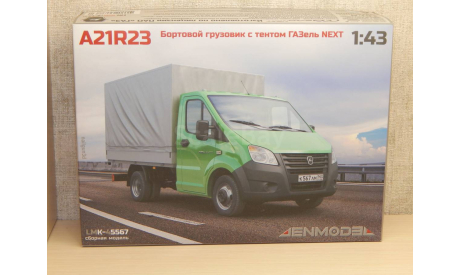 Сборная модель ГАЗель Next А21R23 бортовой с тентом, масштабная модель, ЗИЛ, scale43