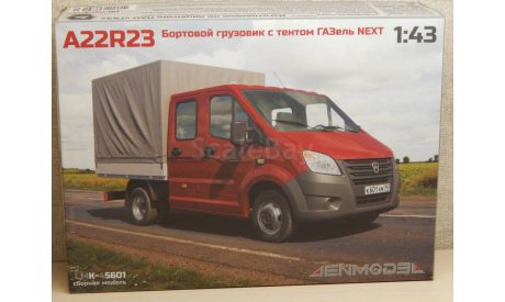 Сборная модель ГАЗель Next А22R23 бортовой с тентом, масштабная модель, scale43