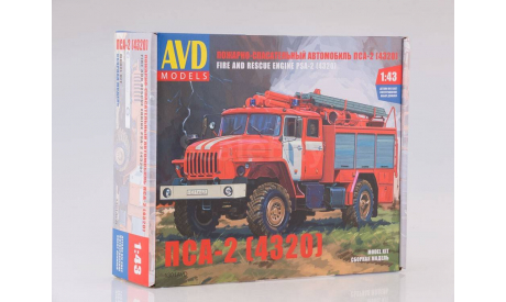 1301AVD Сборная модель Пожарно-спасательный автомобиль ПСА-2 (Урал-4320), масштабная модель, scale43, AVD Models