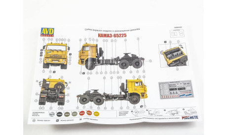 Сборная модель КАМАZ-65225 седельный тягач 1690AVD, сборная модель автомобиля, AVD Models, КамАЗ, scale43