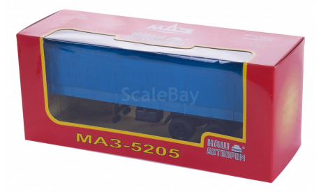 H851 МАЗ 5205 полуприцеп с тентом, синий, масштабная модель, scale43, Наш Автопром