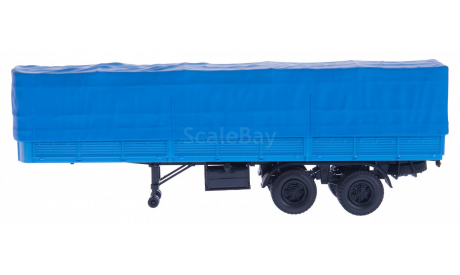 H851 МАЗ 5205 полуприцеп с тентом, синий, масштабная модель, scale43, Наш Автопром