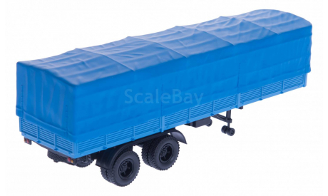 H851 МАЗ 5205 полуприцеп с тентом, синий, масштабная модель, scale43, Наш Автопром