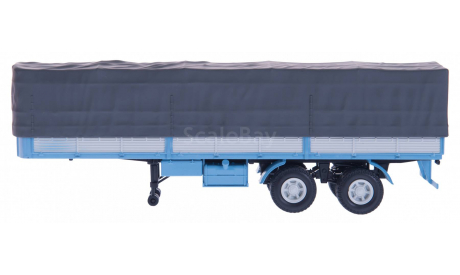 H853 МАЗ 5205А полуприцеп с тентом, голубой с серым, масштабная модель, scale43, Наш Автопром