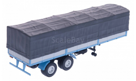 H853 МАЗ 5205А полуприцеп с тентом, голубой с серым, масштабная модель, scale43, Наш Автопром