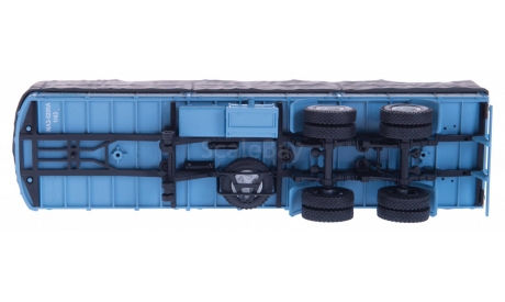 H853 МАЗ 5205А полуприцеп с тентом, голубой с серым, масштабная модель, scale43, Наш Автопром