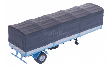 H854 МАЗ 9380-2 полуприцеп с тентом, голубой с серым, масштабная модель, scale43, Наш Автопром