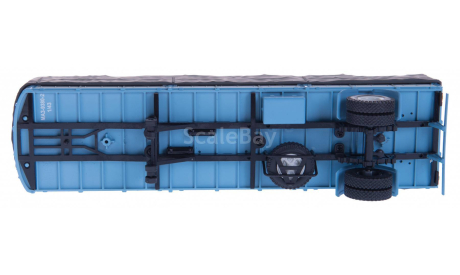 H854 МАЗ 9380-2 полуприцеп с тентом, голубой с серым, масштабная модель, scale43, Наш Автопром