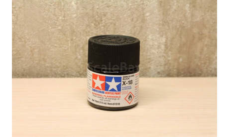 Краска полуматовая акриловая (Semi gloss black), X-18, фототравление, декали, краски, материалы, Tamiya, scale0