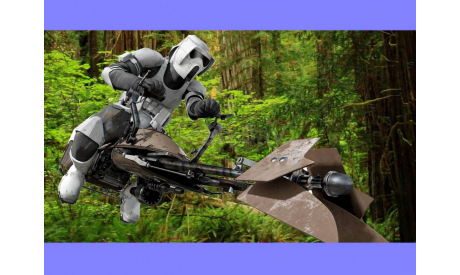 1/11 Star Wars Speeder Bike Flight Display AMT/ERTL 6352 модель Спидербайк 74-Z с штурмовиком разведчиком Имперской армии Звездные войны, масштабные модели бронетехники, мотоцикл, Коллекция Новостройки СПб, scale10