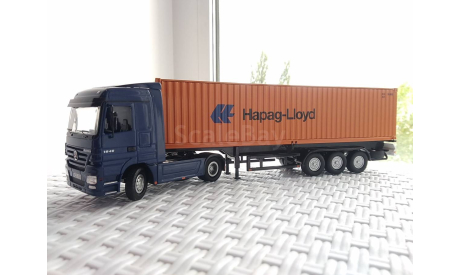 Mercedes-Benz Actros MP2 + полуприцеп (NZG, 1:50), масштабная модель, scale50