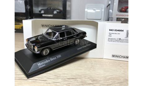 Mercedes-Benz 200 1968 Black lim.500 Minichamps 1:43, масштабная модель, scale43