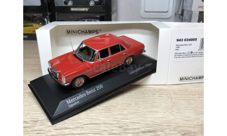 Mercedes-Benz 200 1968 Red lim.500 Minichamps 1:43, масштабная модель, scale43