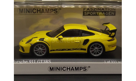 1/43 Porsche 911 type 991 (991.2) GT3 RS 2018 Yellow - Minichamps, масштабная модель, scale43