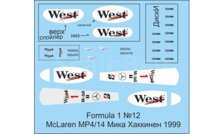 Декаль с рекламой для F1 №12., фототравление, декали, краски, материалы, 1:43, 1/43