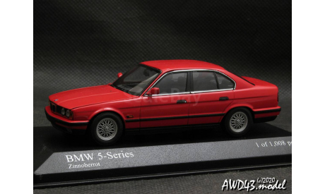 BMW 5er E34 1988 red 1-43 Minichamps, масштабная модель, scale43