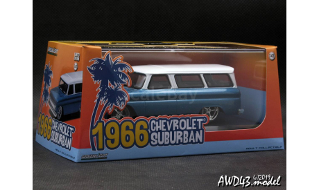 Chevrolet Suburban 1966 blue 1-43 Greenlight, масштабная модель, scale43