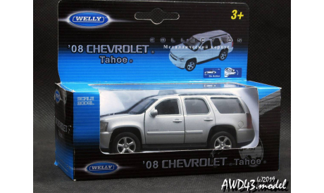 Chevrolet Tahoe 2008 silver 4x4 1-43 Welly, масштабная модель, scale43