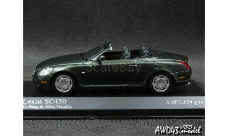 Lexus SC430 Cabriolet 2001 green 1-43 Minichamps, масштабная модель, scale43
