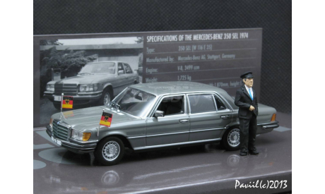 Mercedes 350 SEL W116 Bundeskanzler Helmut Schmidt 1972 grey 1-43 Minichamps, масштабная модель, 1:43, 1/43, Мinichamps, Mercedes-Benz