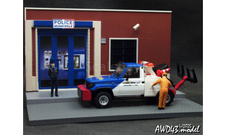 Toyota Land Cruiser 70  Tow Truck Police white (эвакуатор) 1-43 DeAgostini, масштабная модель, scale43