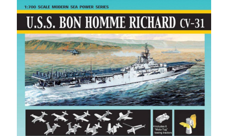 7063D Авианосец USS Bon Homme Richard CV-31 масштаб 1:700, сборные модели кораблей, флота, Dragon