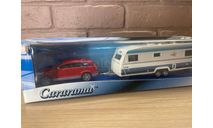 AUDI Q7 с прицепом кемпенг, масштабная модель, Bauer/Cararama/Hongwell, scale43