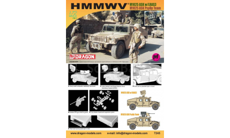 HMMWV M1025 ASK w/LRAS3 + M1025 ASK PsyOp Team Dargon 7245, сборные модели бронетехники, танков, бтт, 1:72, 1/72, Dragon, Hummer
