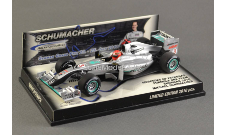 ТОРГИ С 1 РУБЛЯ 1:43 M. Schumacher Mercedes GP Showcar Hockenheim Promo Formula 1 2010, масштабная модель, Minichamps, Mercedes-Benz