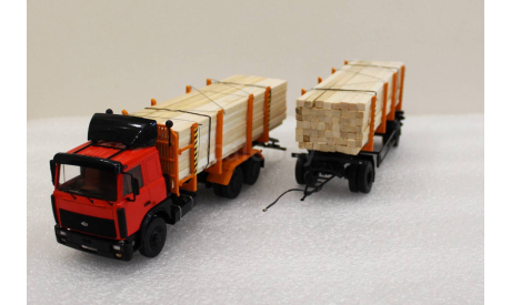 1/43      МАЗ 6303 Сортиментовоз с полуприцепом МАЗ 83781 SSM, масштабная модель, 1:43