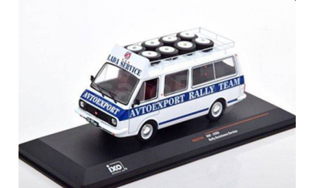 1:43 RAF 2203 техничка ’Avtoexport Lada Rally Team’ с багажником и колесами на крыше 1982, масштабная модель, IXO, scale43, РАФ